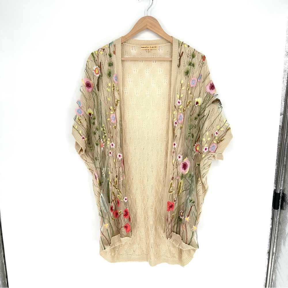 Mesh and Lace Floral Cardigan - Picture 2 of 8